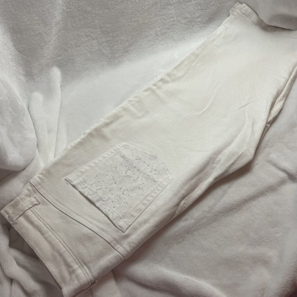 Womens WHITE STUNNING Demin size‎ 8 Gloria Vanderbilt Amanda Skimmer capri 16” - Picture 10 of 12